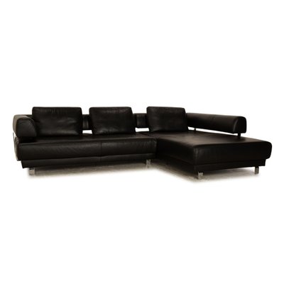 Black leather corner sofa sale deals