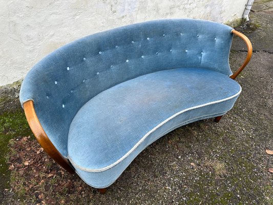Mid Century Danish Curved Sofa in style of Viggo Boesen 1940s