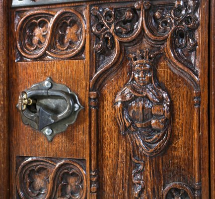 Gothic Revival Oak Credenza, 1930s for sale at Pamono