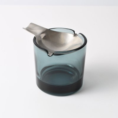 Turmaline Glass and Stainless Steel Ashtray by Wilhelm