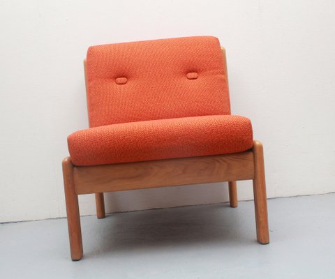 Sessel mit Bezug aus Heller Eiche & Orange, 1975 bei Pamono kaufen