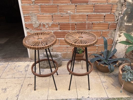 Metal and 2024 rattan bar stools