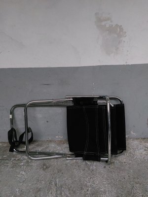 Black Folding Chair in Chrome, 1980s for sale at Pamono