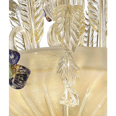 Transparent and Gold Floral Chandelier in Murano Glass by Simoeng