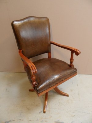 Cherrywood Swivel Desk Armchair 1890s