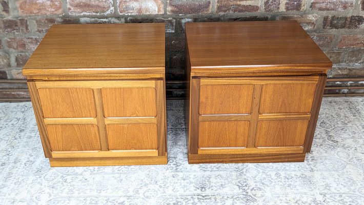 Mid Century Teak Bedside Tables from Nathan 1970s Set of 2 for