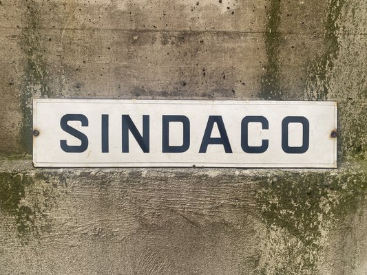 Insegna vintage smaltata, anni '50 in vendita su Pamono