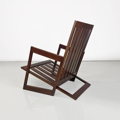 Italian Modern Slanted Wood Armchair, 1980s for sale at Pamono
