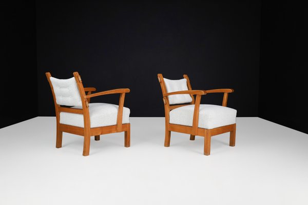 Vintage Lounge Chairs with Sculptural Elm 1950s Set of 2 for