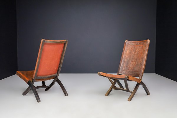 Brown leather 2024 folding chair