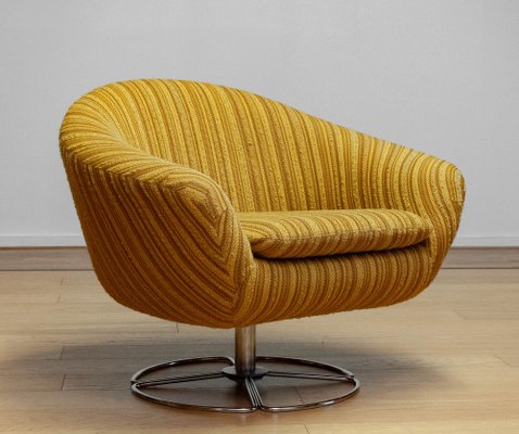 Yellow Boucle Swivel Chair from Dux Sweden 1960s for sale at Pamono