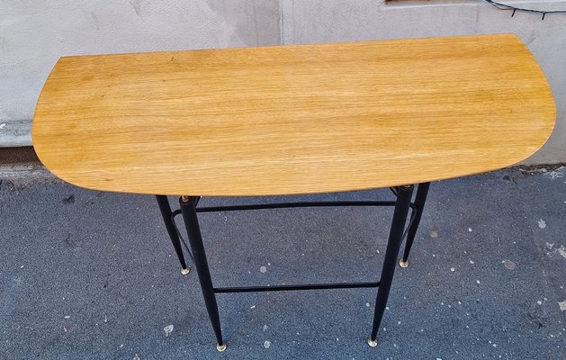 Console Table in Iron Brass Walnut 1960s for sale at Pamono