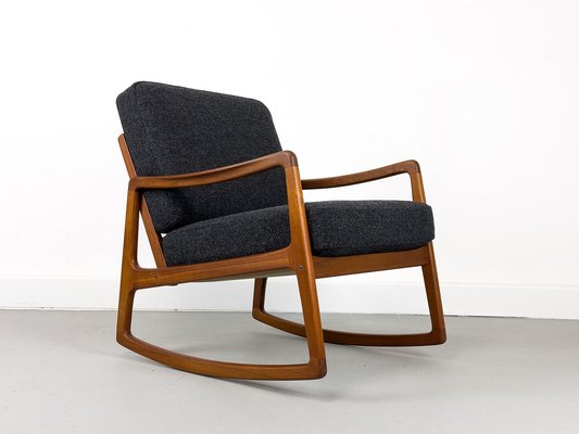 Danish Teak Rocking Chair by Ole Wanscher for France Son 1960s