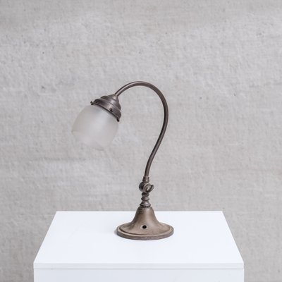Metal and Frosted Glass Desk Lamp for sale at Pamono