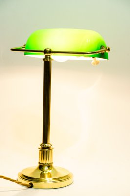 Traditional Bankers Desk Lamp With Green Glass Shade - On Sale