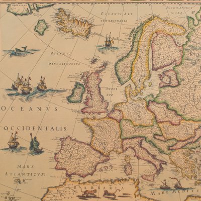 Foulard Vintage En Soie 80x120 Cm - Carte Du Monde XVIIe Siècle Style Roi Soleil