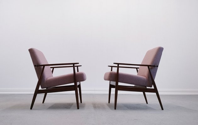 Vintage Armchair in Pink Tweed by Henryk Lis 1967