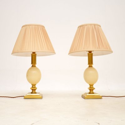 Vintage Brass Ostrich Egg Table Lamps 1970s Set of 2