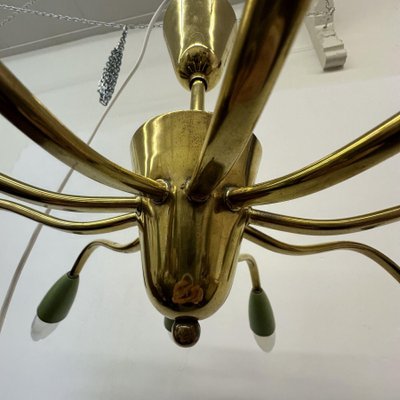 Mid Century Brass Spider Ceiling Lamp 1950s