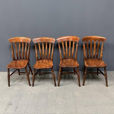 Antique English Kitchen Chairs Set of 4 for sale at Pamono