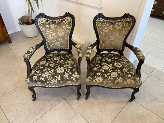 Vintage Chippendale Armchair with Floral Upholstery for sale at Pamono