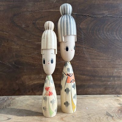 Kawaii Sosaku Kokeshi Dolls, Japan, 1980s, Set of 2 for sale at Pamono