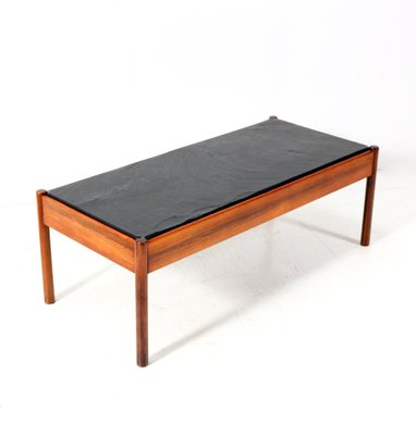 Mid-Century Modern Teak Coffee Table with Slate Top, 1960s for