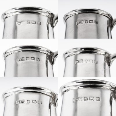 20th Century Silver Tankard Shot Cups from Walker & Hall