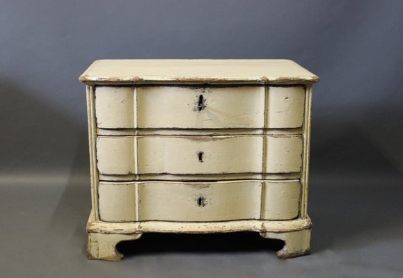 Small Danish Baroque Painted Wooden Chest Of Drawers 1760s For