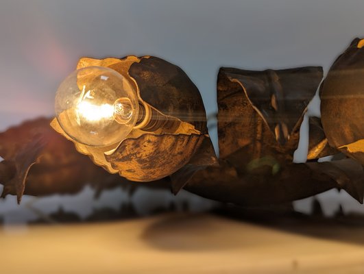 Large Gilt Floral Sun Lamp 1950s