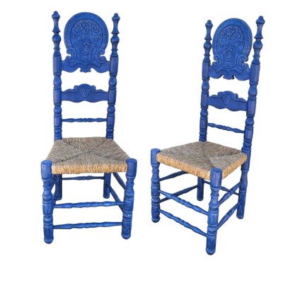 Blue wood chairs deals