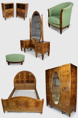 Art Deco Bedroom Set by Ateliers Gauthier Poinsignon 1920s Set of 7