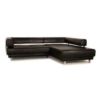 Brand Face Corner Sofa in Black Leather from Ewald Schillig for