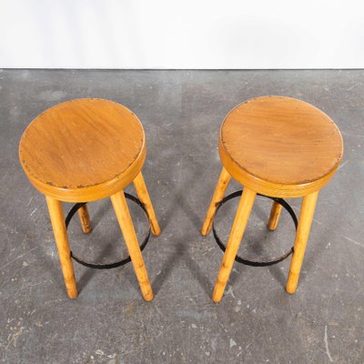 French Blonde Wood Bar Stools, 1960s, Set of for sale at Pamono