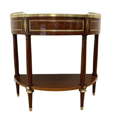 Louis XVI Demi Lune Mahogany Console Table with Marble Top