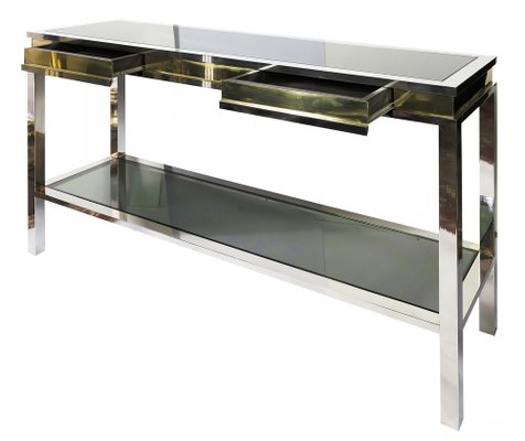 Chrome console table with drawers discount