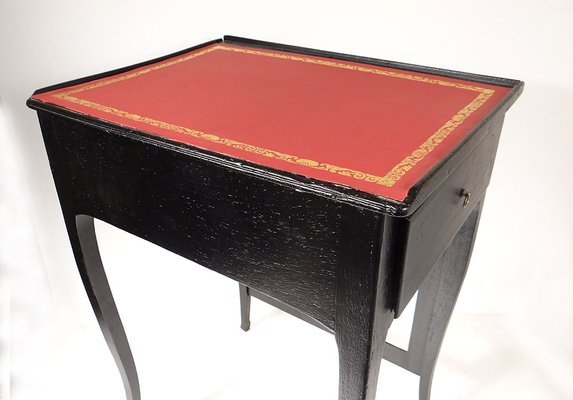 Writing Table with Lacquered Black and Red Leather for sale at Pamono