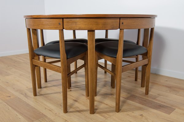 Mid Century Round Extendable Dining Table and Chairs from McIntosh 1960s Set of 5