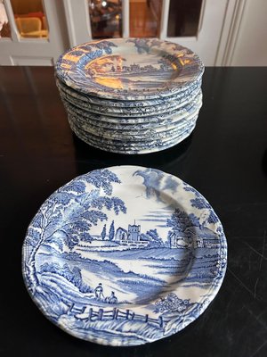 Teller und Dessertteller im englischen Stil von Faiencerie de Lunéville, 1950er, 14 Set bei Pamono kaufen