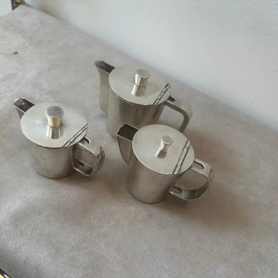 Alpaca Coffee Pot by Gio Ponti for Krupp, 1940s, Set of 3 for sale