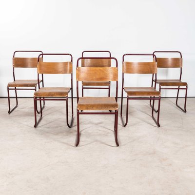 Burgundy Tubular Metal Dining Chair 1950s for sale at Pamono