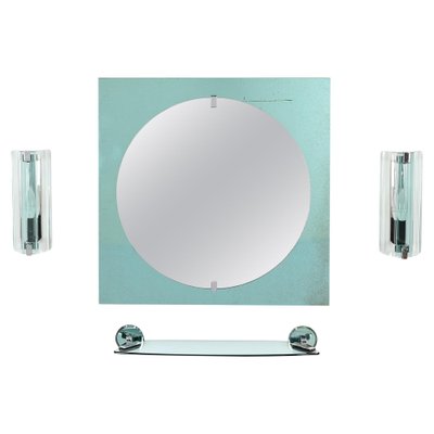Italian Tiffany Blue Bathroom Vanity Set with Mirror Sconces