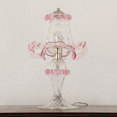 Italian Table Lamps in Clear and Pink Murano Glass 2000s Set of 2
