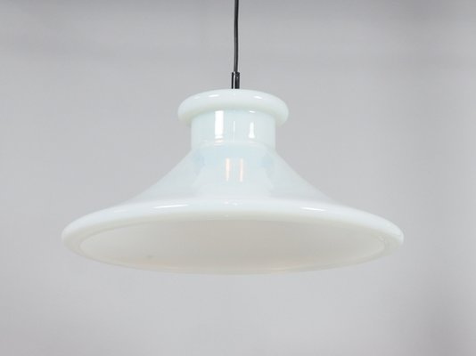 Vintage Swedish White Glass Pendant Lamp By Orrefors