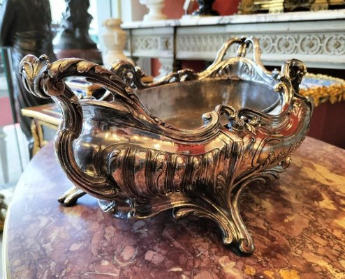 Louis XV Style Silver Plated Bronze Jardiniere, 1800s for sale at