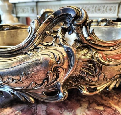 Louis XV Style Silver Plated Bronze Jardiniere, 1800s for sale at