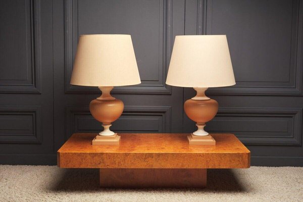 Double Patina Resin Lamps Set of 2