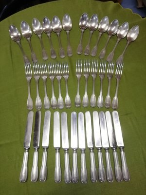 Model Chinon Cutlery Set from Christofle, France, 1930s, Set of 36