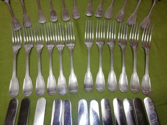 Model Chinon Cutlery Set from Christofle, France, 1930s, Set of 36