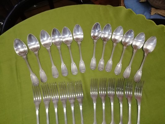 Model Chinon Cutlery Set from Christofle, France, 1930s, Set of 36
